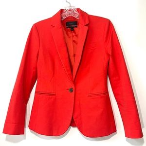 J Crew Stretch Cotton Red One Button Closure Blazer Size 2P